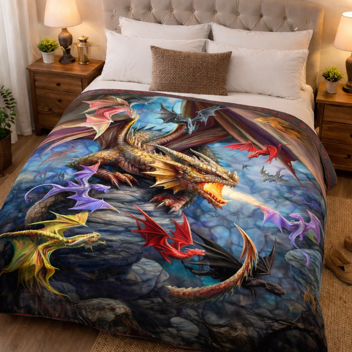 Plush Queen Size Blanket - Extremely Soft - Machine Washable - DRAGON CLAN