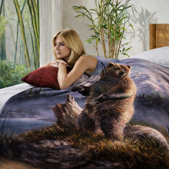 Plush Queen Size Blanket - Extremely Soft - Machine Washable - Grizzly Up