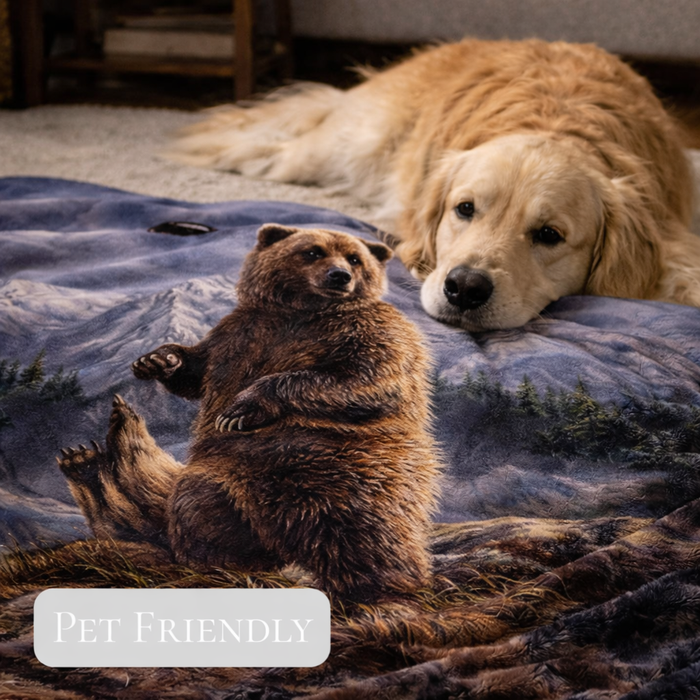 Plush Queen Size Blanket - Extremely Soft - Machine Washable - Grizzly Up