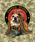 Plush Queen Size Dog Blanket - Extremely Soft - Machine Washable - Marine Bulldog Camo