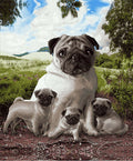 Plush Queen Size Dog Blanket - Extremely Soft - Machine Washable - Pug Family