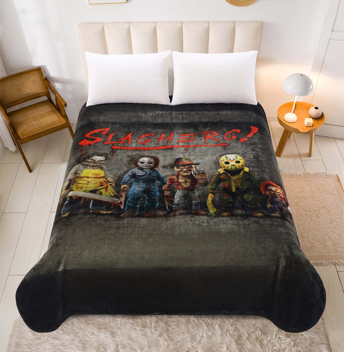 Plush Queen Size Horror Blanket - Extremely Soft - Machine Washable - SLASHERS