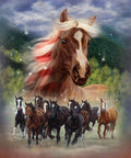 Plush Queen Size Horse Blanket - Extremely Soft - Machine Washable - PATRIOTIC STOMP
