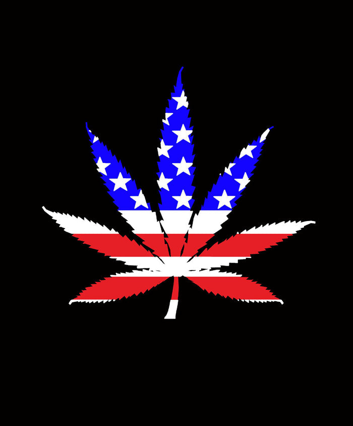 Plush Queen Size Marijuana Blanket - Extremely Soft - Machine Washable - Stars & Stripes Leaf
