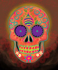 Plush Queen Size Sugar Skull Blanket - Extremely Soft - Machine Washable - Orange
