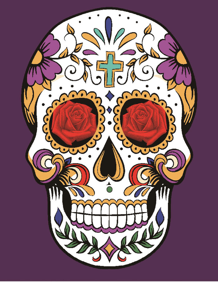 Plush Queen Size Sugar Skull Blanket - Extremely Soft - Machine Washable - Purple