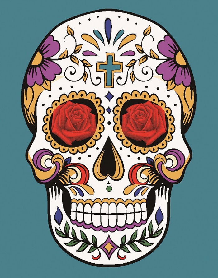Plush Queen Size Sugar Skull Blanket - Extremely Soft - Machine Washable - Teal