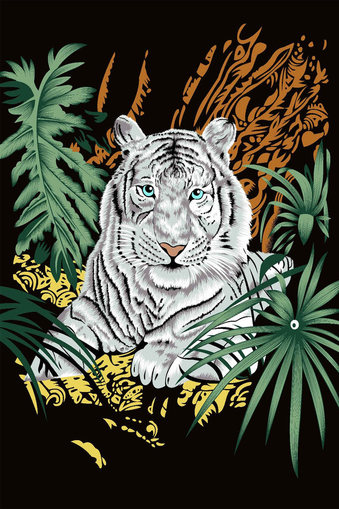 Plush Queen Size Tiger Blanket - Extremely Soft - Machine Washable - White Tiger