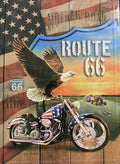 Plush Queen Size USA Motorcycle Blanket - Extremely Soft - Machine Washable - Route 66