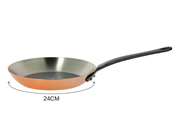 Poêle à frire en cuivre De Buyer Inocuivre poignée en fonte d'acier - 24cm