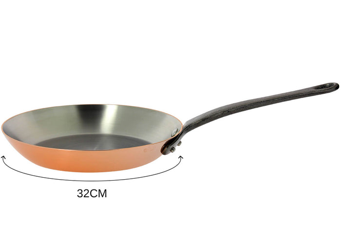 Poêle à frire en cuivre De Buyer Inocuivre poignée en fonte d'acier - 32cm