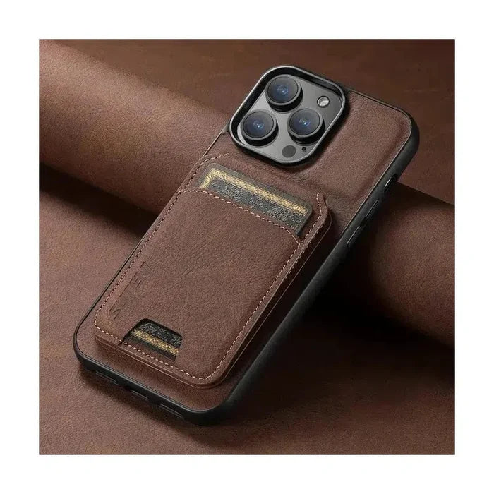 PU Leather Case With Card Slots for iPhone 12 Pro Max - Brown
