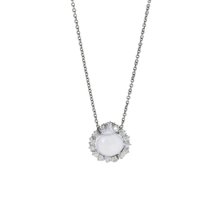 Purple Chalcedony Halo Necklace