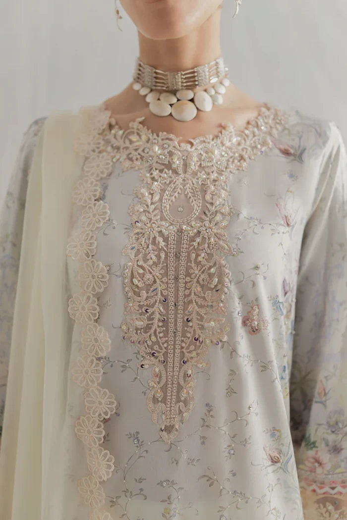 Qalamkar - LK-02 Roisin Three Piece Embroidered Crepe Silk