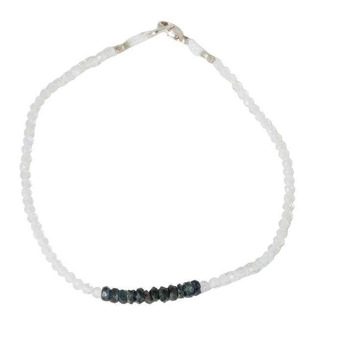 Rainbow Moonstone + Blue Sapphire Bracelet-Margaret Solow