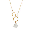 Rainbow Moonstone Double Circle Drop Necklace