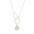 Rainbow Moonstone Double Circle Drop Necklace