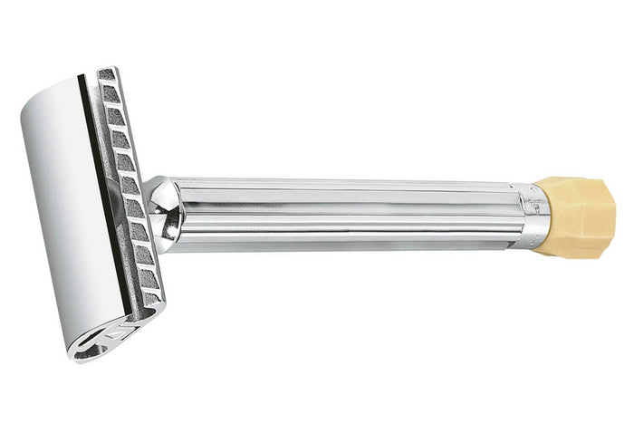 Rasoir sureté Merkur Solingen 51C réglable manche long en acier chromé
