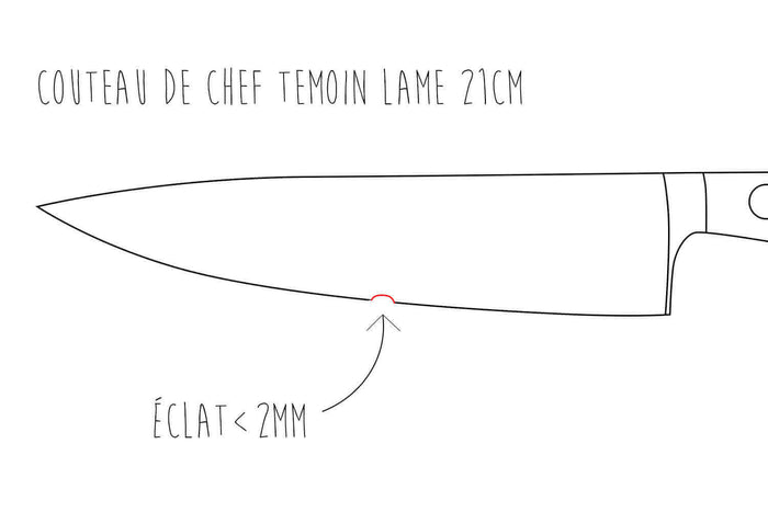 Réparation / restauration d'une lame de couteau de cuisine - Eclat inférieur à 2 mm