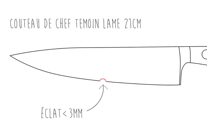 Réparation / restauration d'une lame de couteau de cuisine - Eclat inférieur à 3 mm