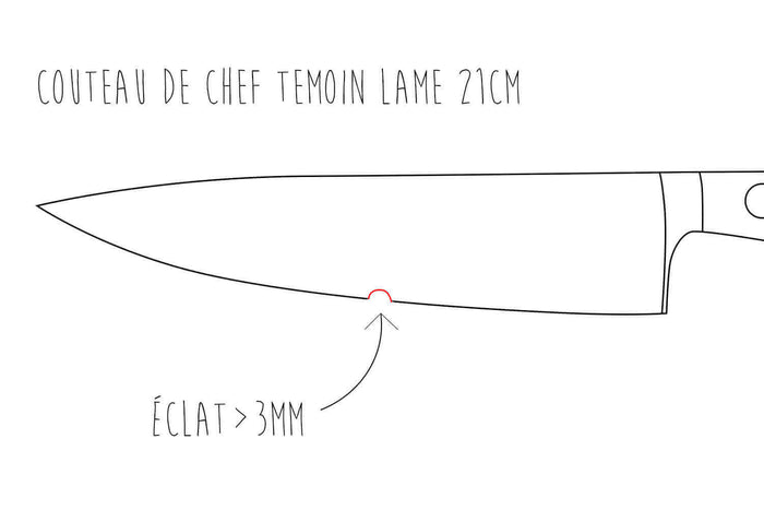 Réparation / restauration d'une lame de couteau de cuisine - Eclat supérieur à 3 mm