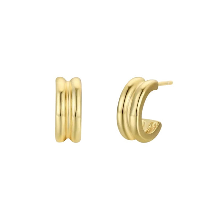 Ribbed Bold Hoop Earrings-JaxKelly