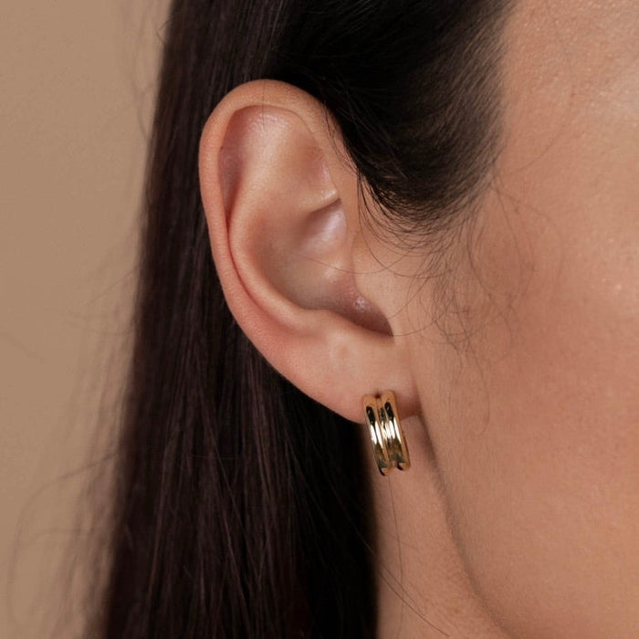 Ribbed Bold Hoop Earrings-JaxKelly