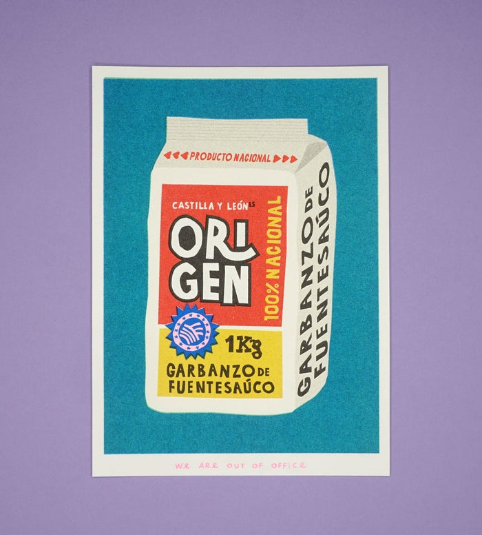 Risograph Print: A Bag of Origen Chickpeas