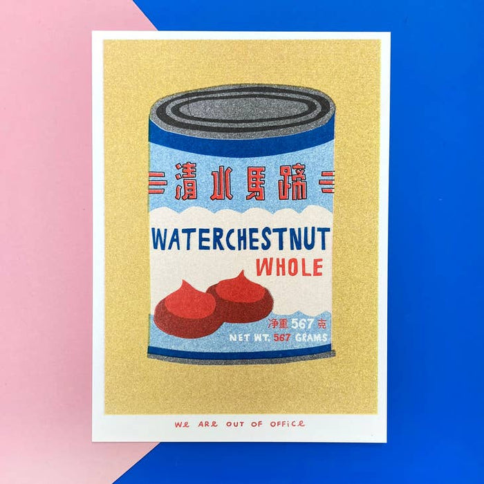 Risograph Print: Can of Waterchestnut Whole