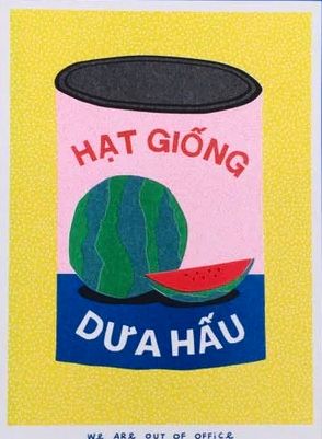 Risograph Print: Hat Giong - Colorful Vietnamese Can Full of Watermelon Seeds