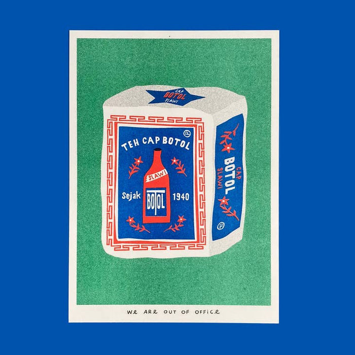 Risograph Print: Teh Cap Botol - A Package of Indonesian Jasmine Tea
