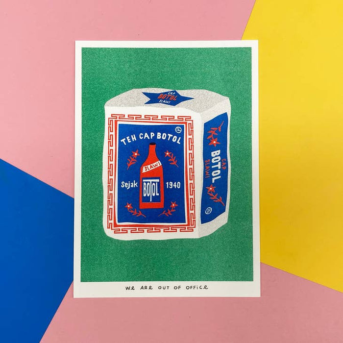 Risograph Print: Teh Cap Botol - A Package of Indonesian Jasmine Tea
