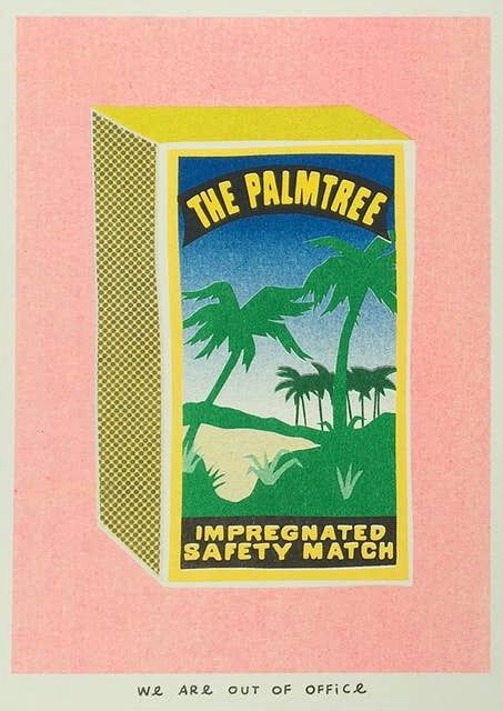 Risograph Print: The Palmtree Box of Safety Matches