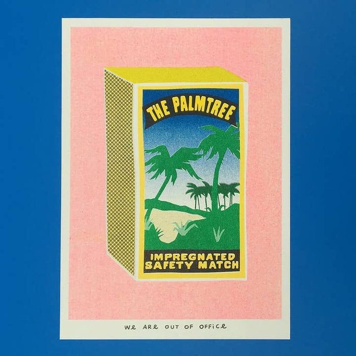 Risograph Print: The Palmtree Box of Safety Matches