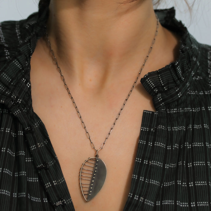 Rivet Leaf Necklace-Jane Diaz