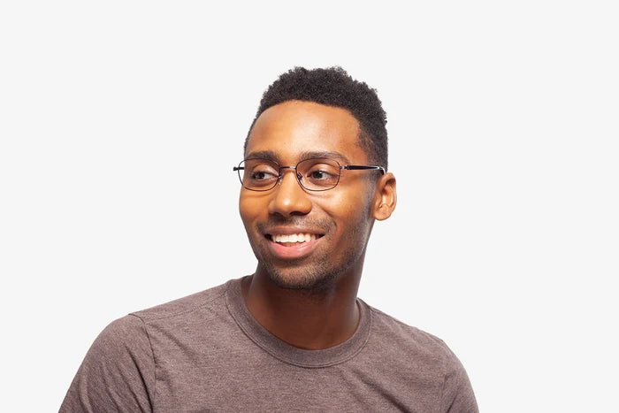 Midnight Roger eyeglasses by Chemistrie worn by male model, side view