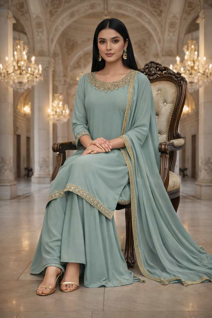 Samluxe-GS-01 Three Piece Georgette suit