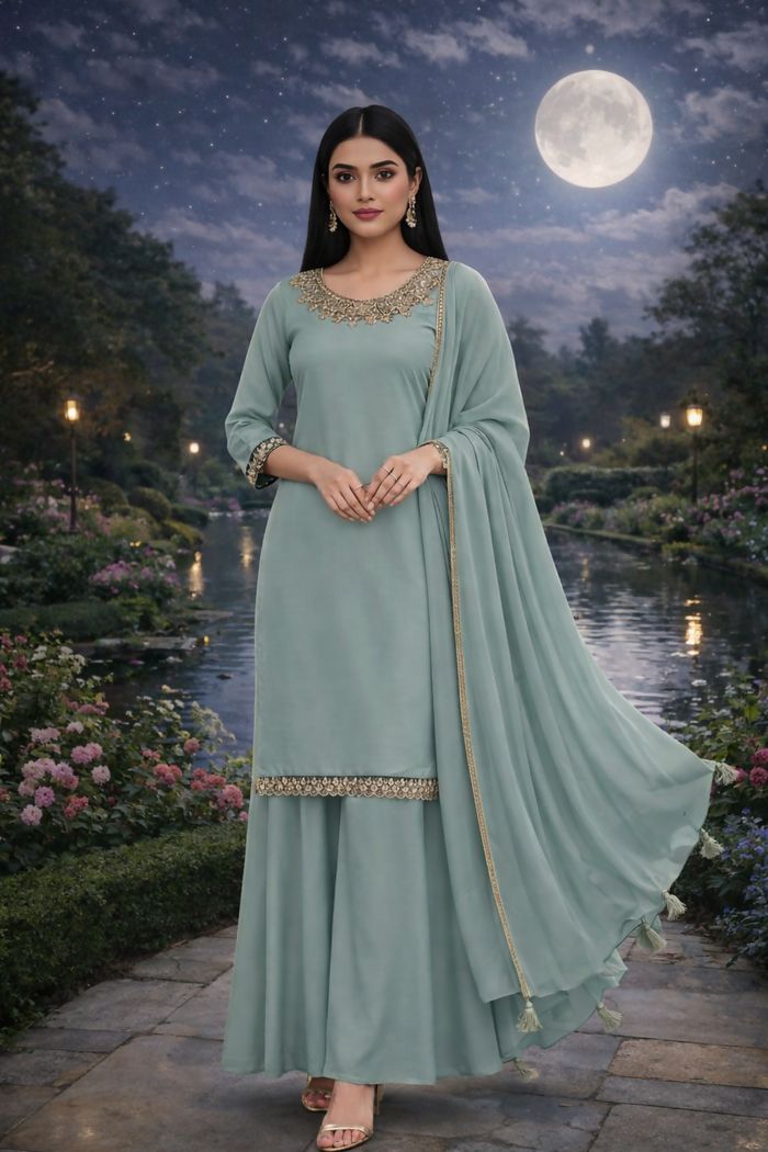 Samluxe-GS-01 Three Piece Georgette suit