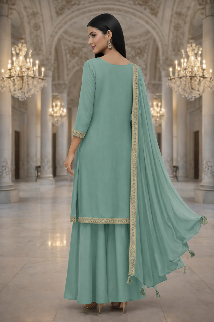 Samluxe-GS-01 Three Piece Georgette suit
