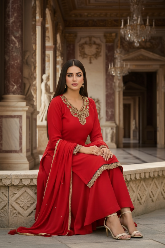 Samluxe-GS-03 Three Piece Georgette Suit