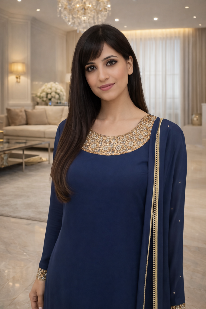 Samluxe-GS-04 Three Piece Georgette Suit