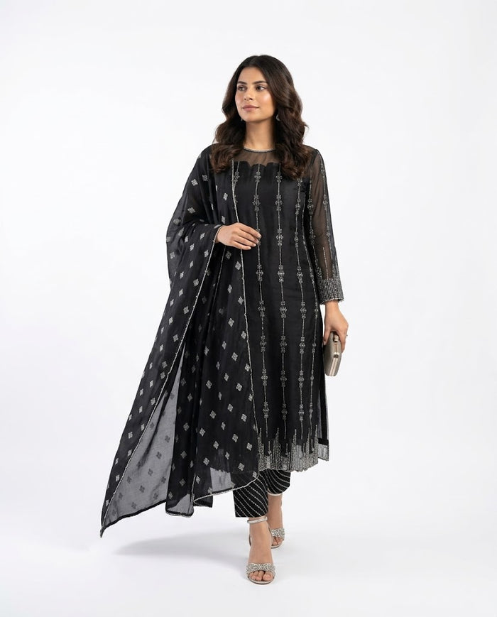 Samluxe-SS-01 Three Piece Sheesha Silk Suit