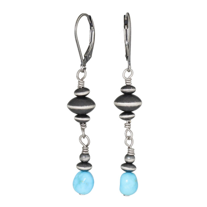 Saucer Pearl + Turquoise Drop Earrings
