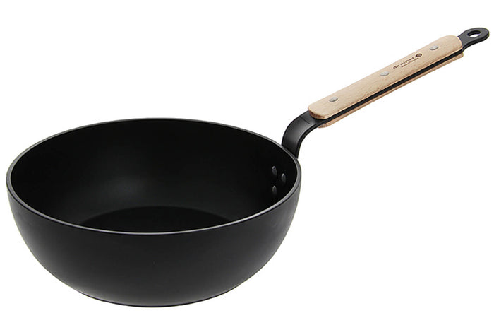 Sauteuse bombée antiadhésive De Buyer Choc B Bois en aluminium forgé et manche en hêtre - 28cm