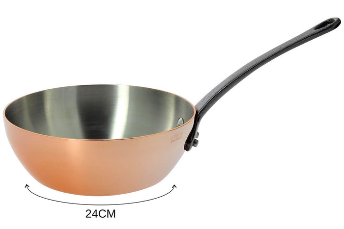 Sauteuse bombée en cuivre De Buyer Inocuivre poignée en fonte d'acier - 24cm