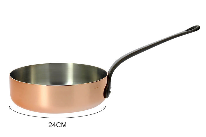 Sauteuse droite en cuivre De Buyer Inocuivre poignée en fonte d'acier - 24cm