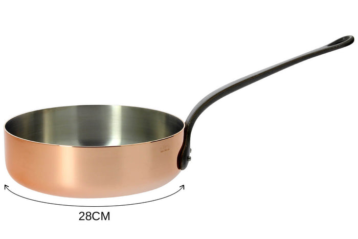 Sauteuse droite en cuivre De Buyer Inocuivre poignée en fonte d'acier - 28cm
