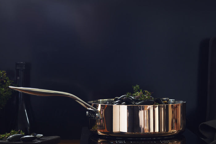 Sauteuse en cuivre inox Baumalu B'Chef avec couvercle en inox