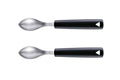Set de 2 cuillères à quenelle Triangle en acier inox manches en green grip - 6 cm