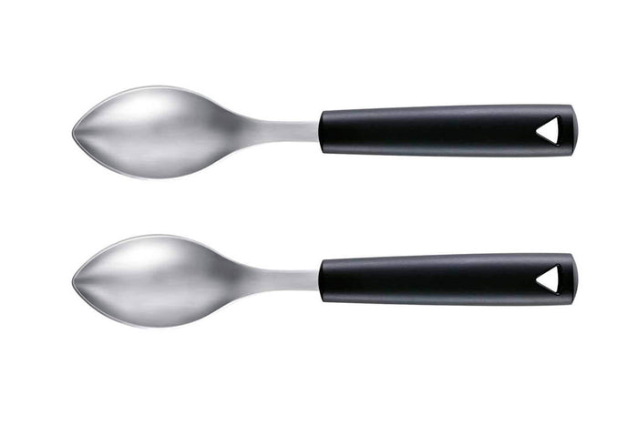Set de 2 cuillères à quenelle Triangle en acier inox manches en green grip - 8 cm